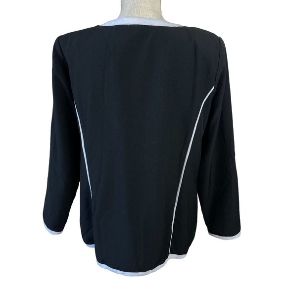 Anthony Richards‎ Wear To Work Blazer Jacket Womens Sz 16 Black White Open Front - Picture 2 of 10